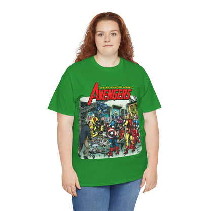 Classic Avengers T-Shirt - George Perez Art - Captain America, Hawkeye, Iron Man, Vision, Scarlet Witch, Quicksilver, Jarvis - Marvel Comics