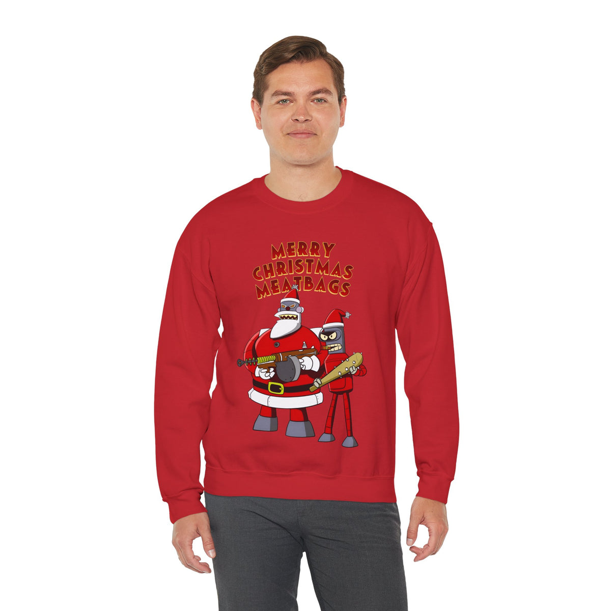 Robot Santa Claus & Bender Futurama Christmas Heavy Blend Crewneck Sweatshirt