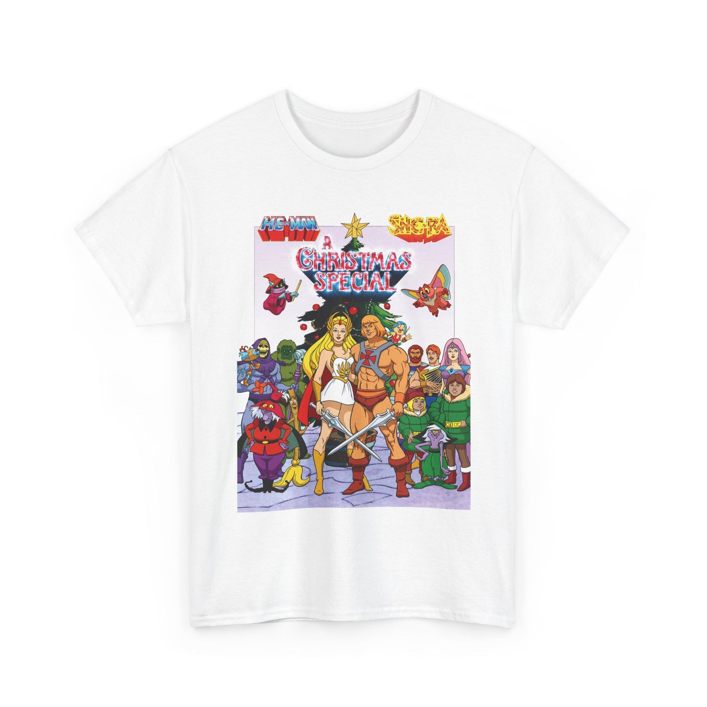 He-Man & She-Ra Christmas Special T-Shirt - MOTU & POP - Upcoming Masters of the Universe 2026 Movie - Filamation Art