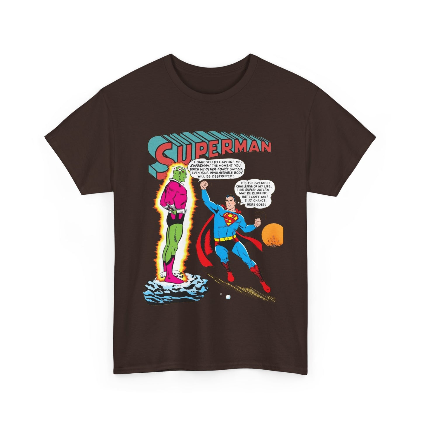Superman T-Shirt - Curt Swan Art - Vs Brainiac- Silver Age 1st Appearance - DC Comics