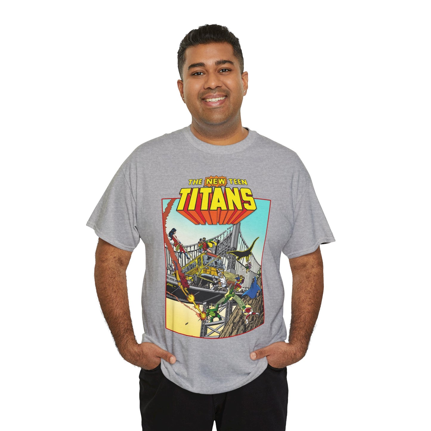 New Teen Titans T-Shirt - George Perez Promo Art - Wonder Girl, Cyborg, Raven, Starfire, Robin, Kid Flash, Changeling - DC Comics