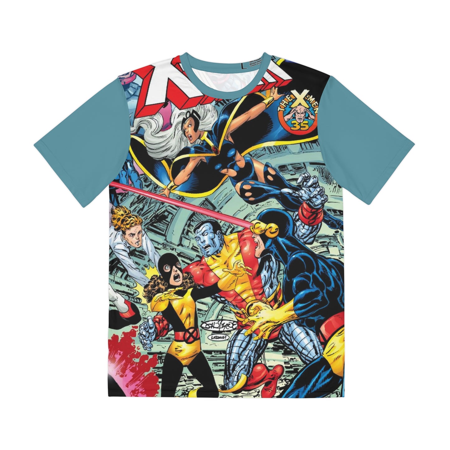 Uncanny X-Men All Over Print Tee (Polyester) - John Byrne Art - Cyclops, Colossus, Storm, Wolverine - Marvel Comics