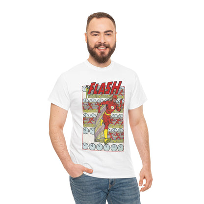 Flash T-Shirt - George Perez Art - JLA Postcard Set - 1980s Art - Justice League of America Satellite Era - Barry Allen, the Fastest Man Alive - DC Comics