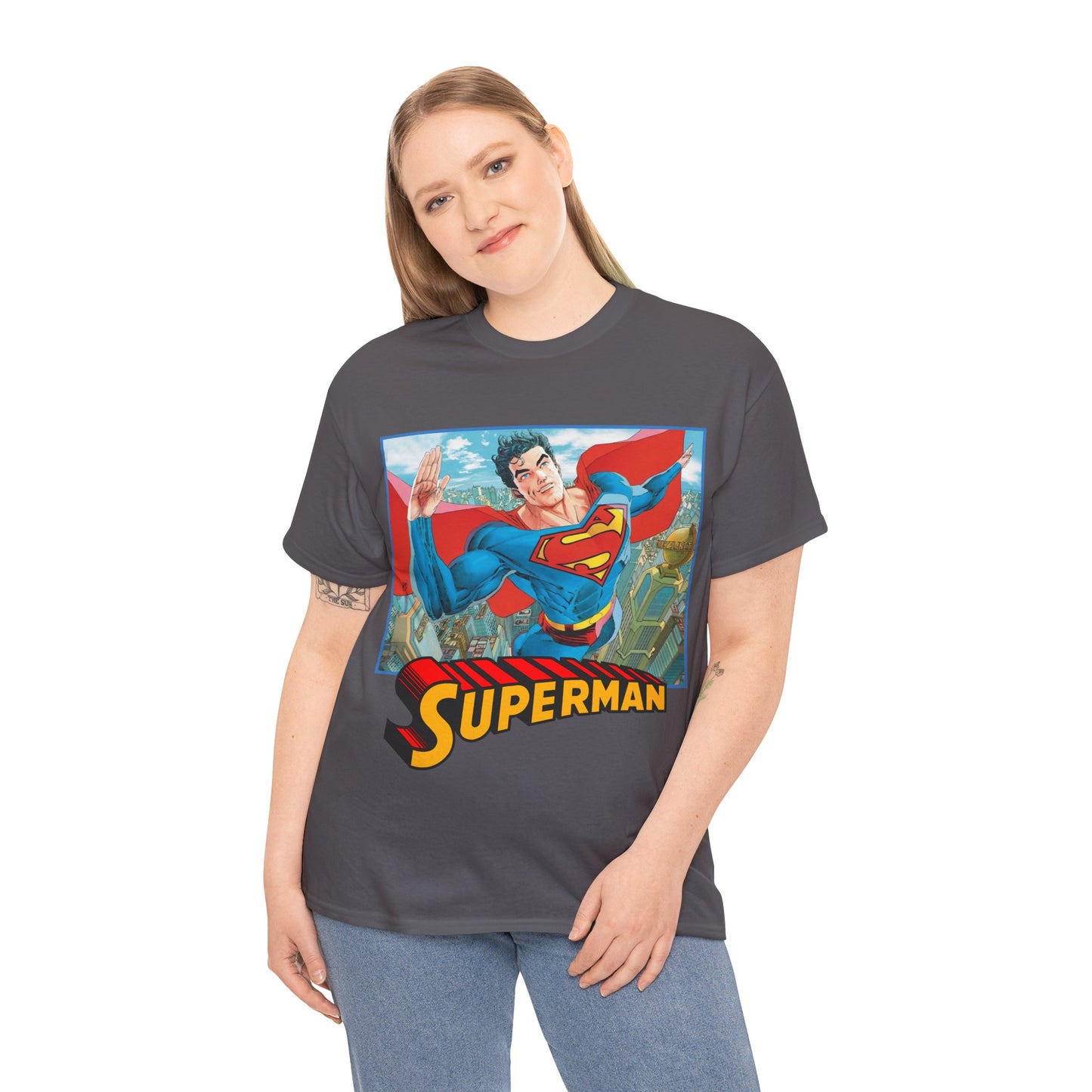 Superman T-Shirt - Guillem March Art - Variant Connecting Cover Art - Flying Over Metropolis - DC Comics All-In