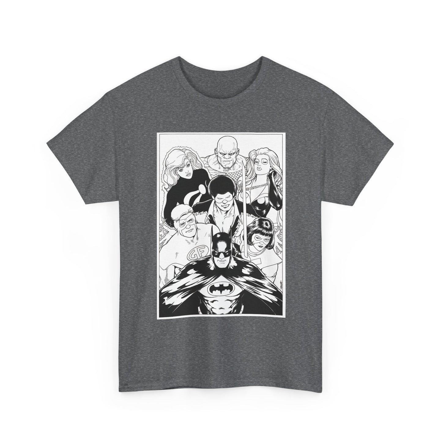 Batman & the Outsiders T-Shirt - Kevin Maguire Art - Black & White - Black Lightning, Metamorpho, Halo, Looker, Katana, Geo-Force - DC Comics