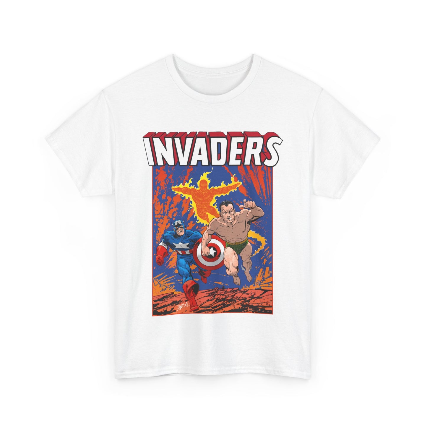 Invaders T-Shirt - John Byrne Art - Captain America, Namor, Human Torch - Marvel Comics Golden Age Characters