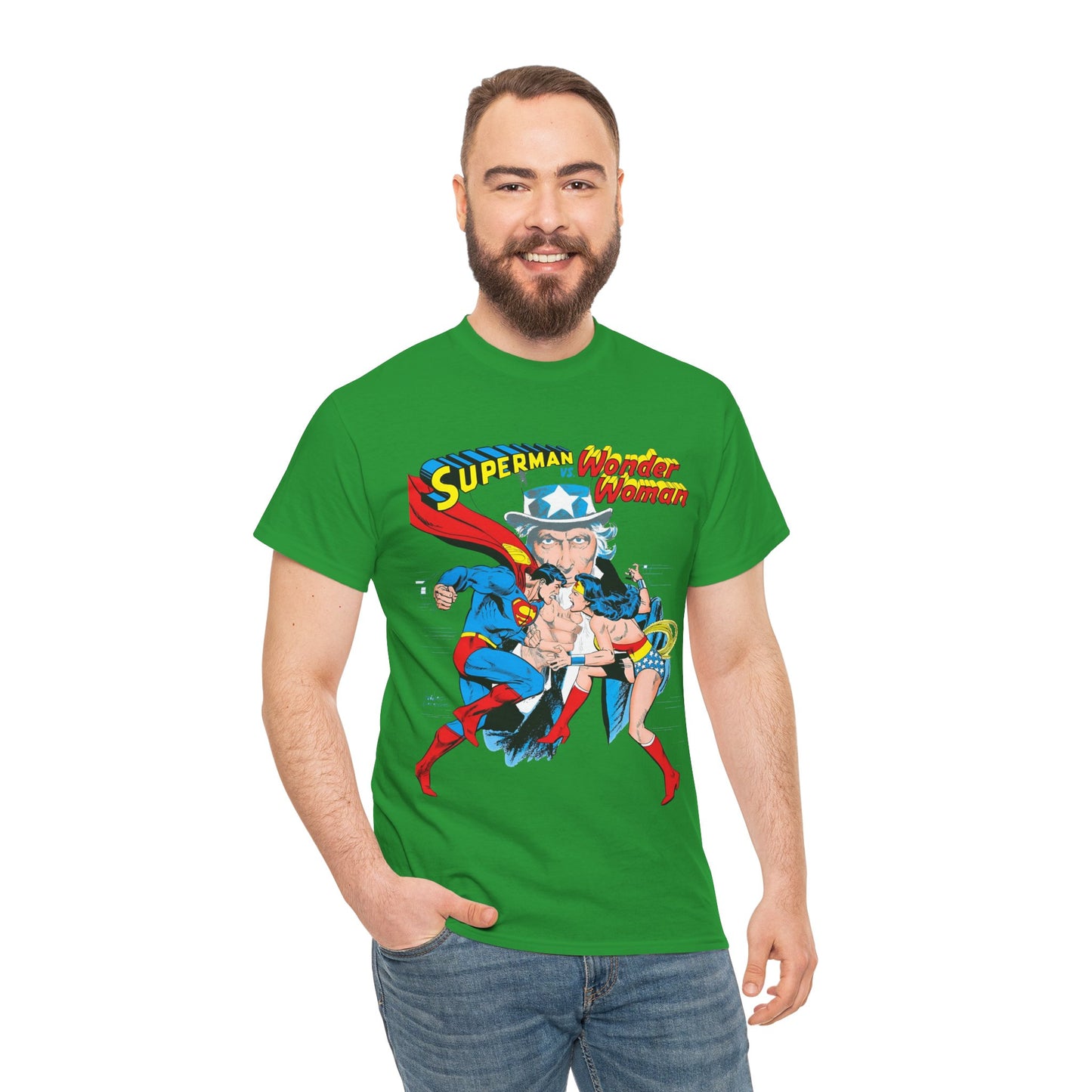 Superman Vs Wonder Woman T-Shirt - José Luis García-López Art - Popular 1970s Tabloid Story - DC Comics