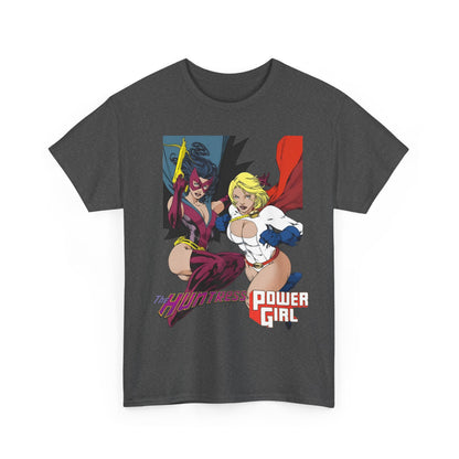 Huntress & Power Girl T-Shirt - Ed Benes Art - Justice Society, JSA, Earth 2 - DC Comics Bronze Age, Pre-Crisis Heroes