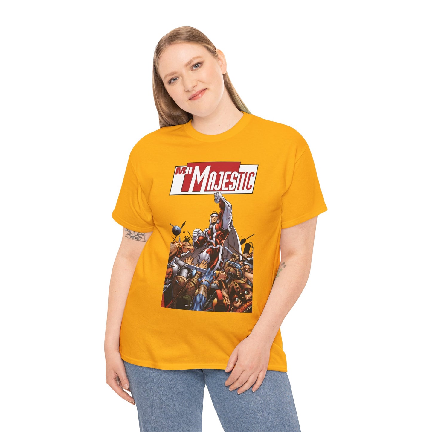 Mr. Majestic T-Shirt - Ed McGuiness Art - Flying Above His Attackers - DC/Wildstorm Comics