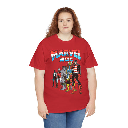 Marvel Age T-Shirt - Captain America, Thor, Incredible Hulk, Iron Man, Spider-Man - New Looks for the 80s