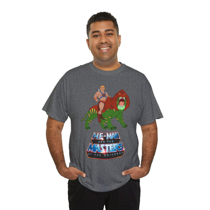 He-Man & Battle Cat T-Shirt - Filmation Art - Masters of the Universe, MOTU - Exciting New 2026 Movie - Nicholas Galitzine