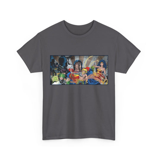 Justice League T-Shirt - Kevin Maguire Art - Superman, Wonder Woman, Flash, Aquaman, Green Lantern - DC Comics
