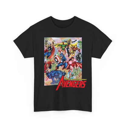 Avengers T-Shirt - George Perez Art - Captain America, Iron Man, Thor, Scarlet Witch, Black Panther, Wonder Man, Beast, Vision - Marvel Comics