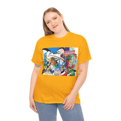Justice League of America #200 T-Shirt - George Perez Art - Superman, Batman, Zatanna, Wonder Woman, Elongated Man, Martian Manhunter, Black Canary, Atom, Firestorm - DC Comics