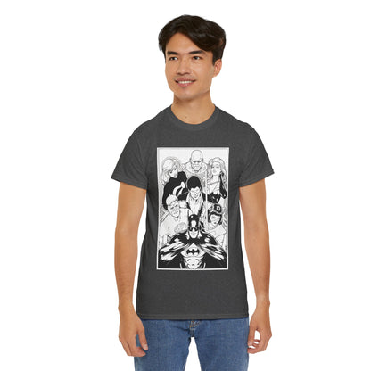 Batman & the Outsiders T-Shirt - Kevin Maguire Art - Black & White - Black Lightning, Metamorpho, Halo, Looker, Katana, Geo-Force - DC Comics