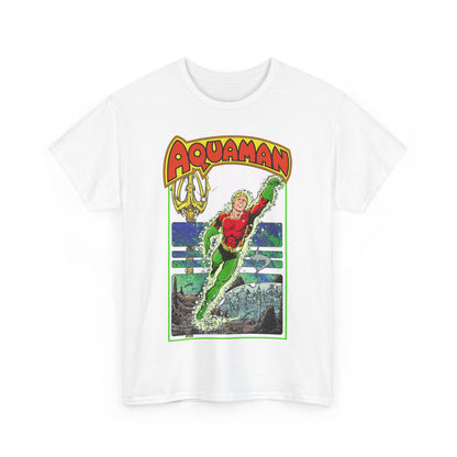 Aquaman T-Shirt - George Perez Art -Justice League 1980s Postcard Series - Arthur Curry - King of Atlantis - JLA - DC Comics