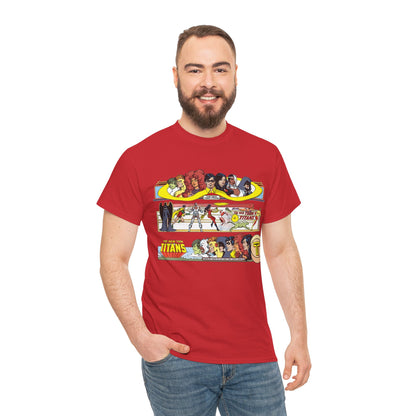 New Teen Titans T-Shirt - George Perez Art - 1980s Promotional Banners - Robin, Wonder Girl, Cyborg, Starfire - DC Comics