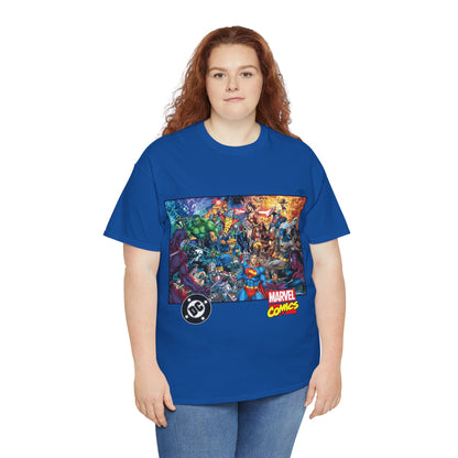DC Vs Marvel T-Shirt - Jim Lee Art - Batman, Superman, Spider-Man, Wolverine, Wonder Woman, Daredevil, Hulk, Captain America, Deathstroke, Storm, Colossus - DC Comics, Marvel Comics Crossover