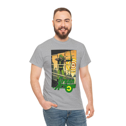 Green Arrow T-Shirt - George Perez Art - 1980s Justice League Postcard Art - JLA - DC Comics