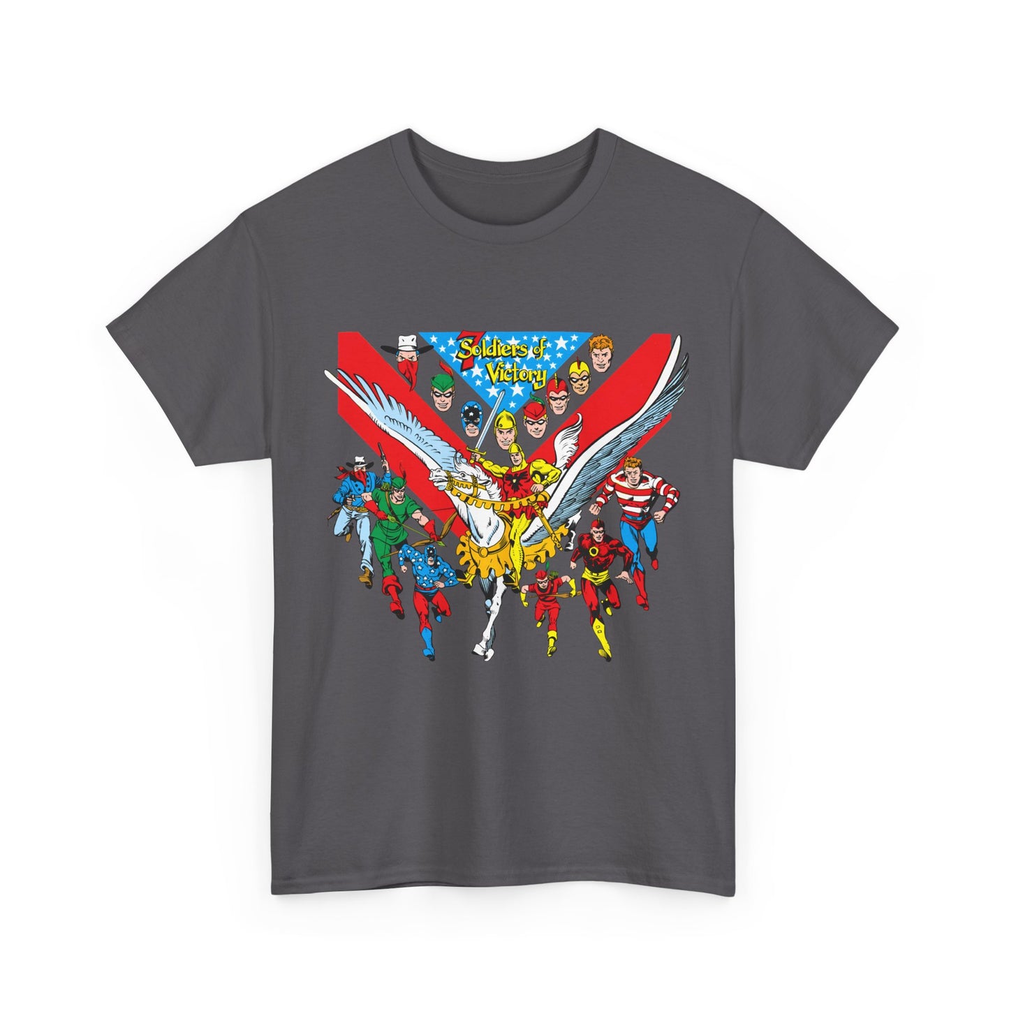 7 Soldiers of Victory T-Shirt - Speedy, Vigilante, Green Arrow, Stripesy, Crimson Avenger, Star-Spangled Kid - Golden Age Heroes of the DC Universe
