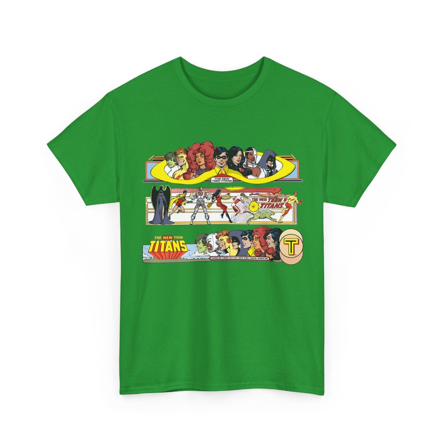 New Teen Titans T-Shirt - George Perez Art - 1980s Promotional Banners - Robin, Wonder Girl, Cyborg, Starfire - DC Comics