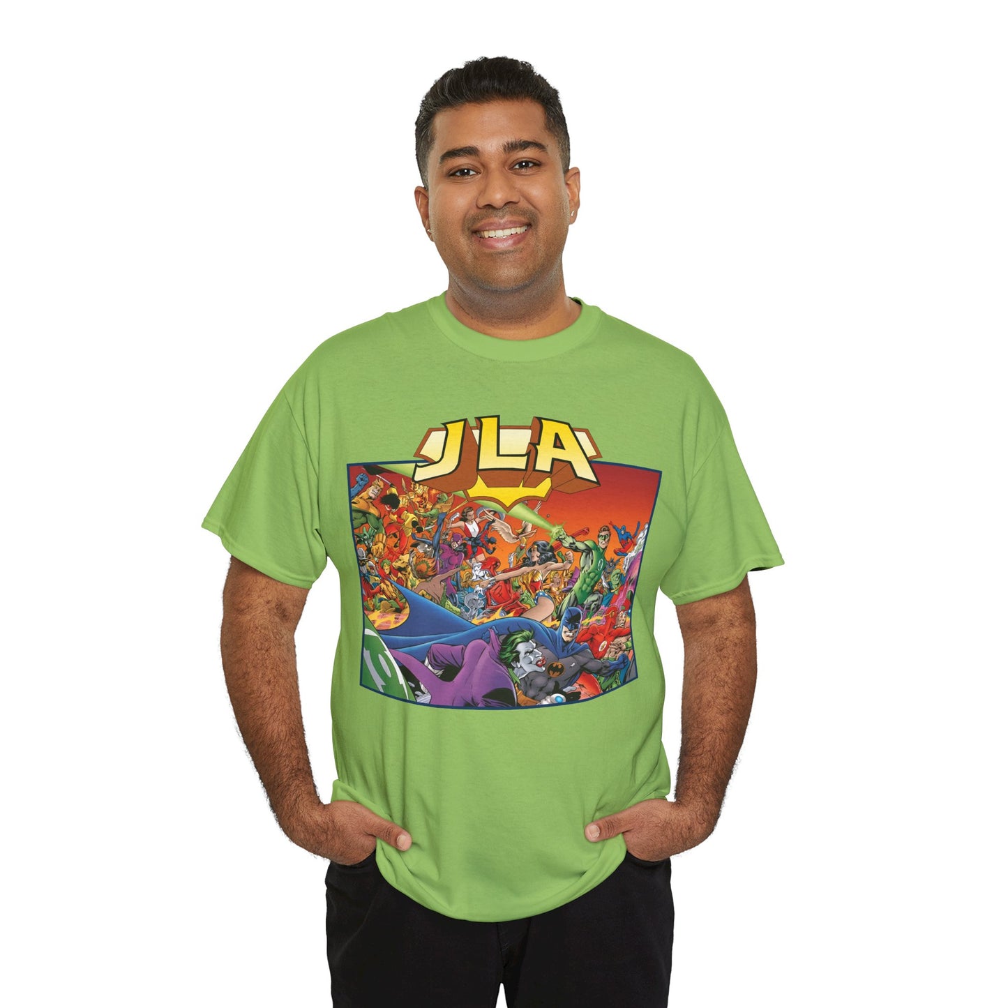JLA: The Nail T-Shirt - Alan Davis Art - Green Lantern, Batman, Wonder Woman, Flash - DC Comics