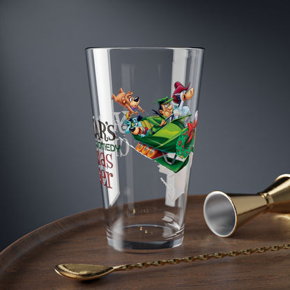 Yogi Bear's All-Star Comedy Christmas Caper Pint Glass, 16oz - Quick Draw McGraw, Huckleberry Hound, Boo Boo - Festive Holiday Barware