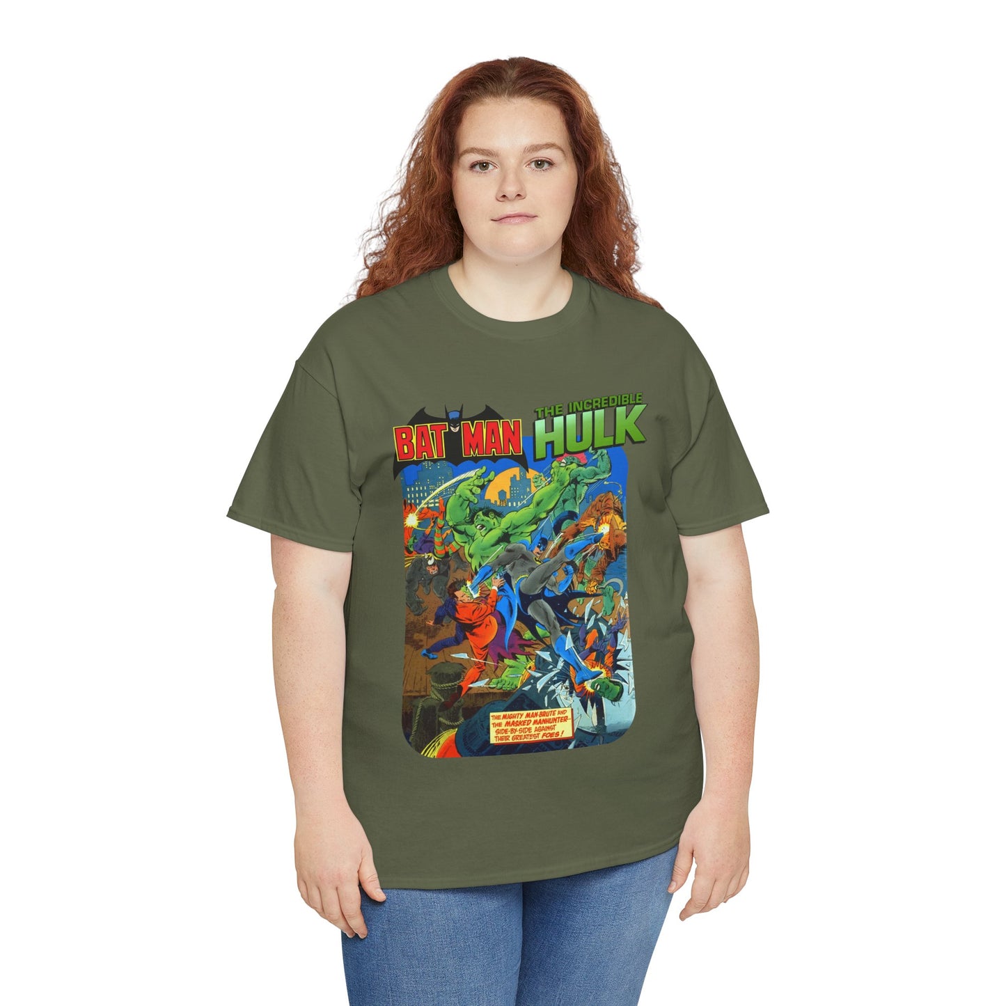 Batman & Incredible Hulk T-Shirt - DC/Marvel Comics 1970s Team-Up - Two-Face & Leader - Retro Art