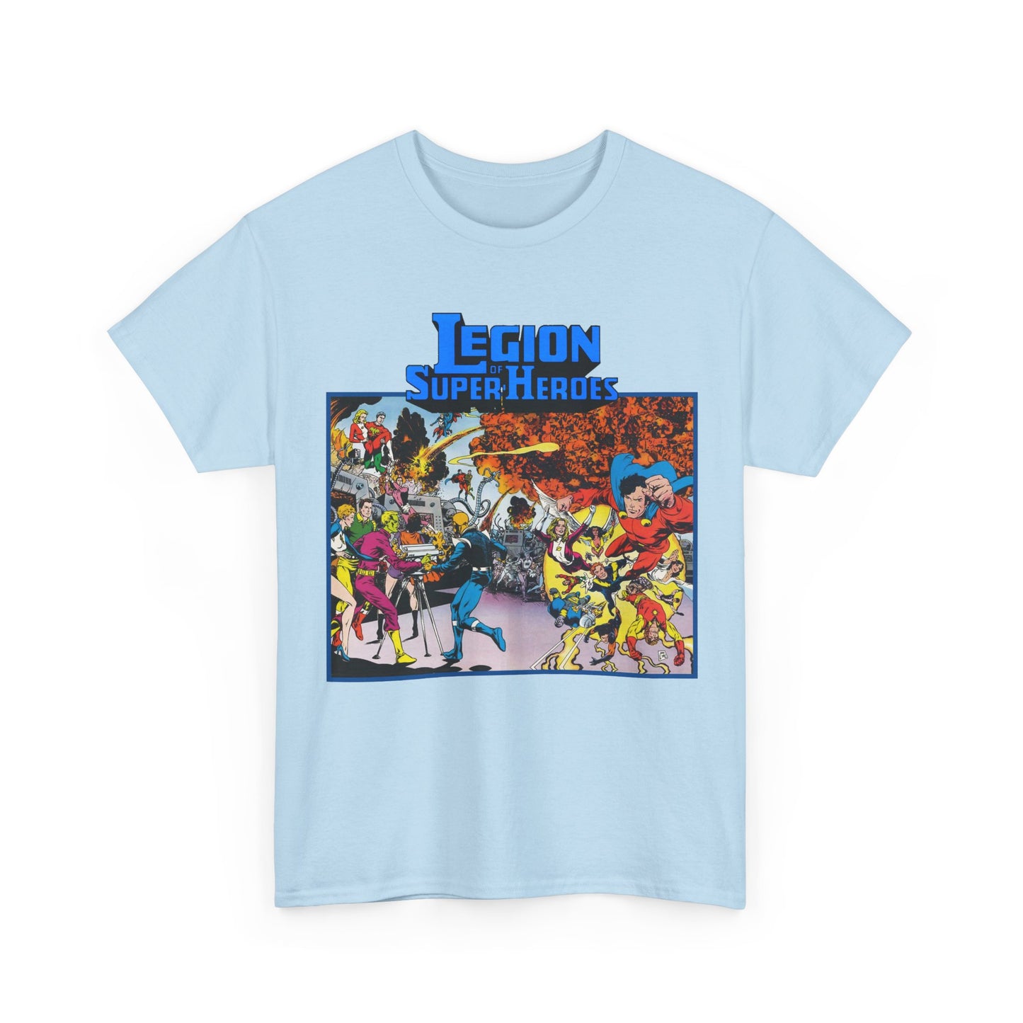 Legion of Super-Heroes T-Shirt - Steve Lightle Art - Mon-El, Saturn Girl, Brainiac 5, Sun Boy, Lightning Lad, Dawnstar, Timber Wolf - LOSH - DC Comics