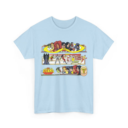 New Teen Titans T-Shirt - George Perez Art - 1980s Promotional Banners - Robin, Wonder Girl, Cyborg, Starfire - DC Comics