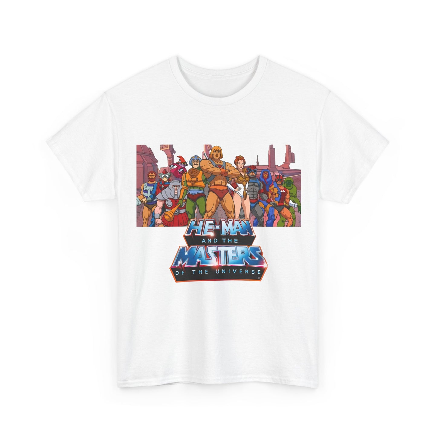 Masters of the Universe T-Shirt - He-Man, Man-At-Arms, Teela, Orko, Fisto, Moss Man, Ram Man - 1980s Filmation Art