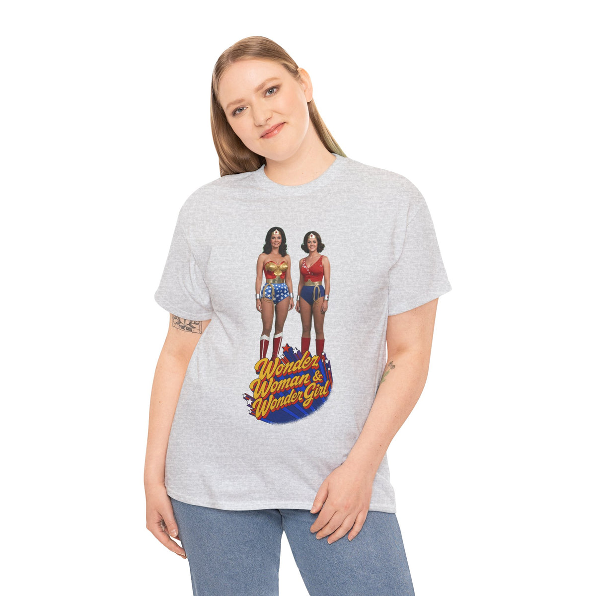Wonder Woman & Wonder Girl T-Shirt - Lynda Carter Retro 1970s TV Show - DC Comics