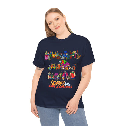 Scooby's All-Star Laff-A-Lympics T-Shirt - Hanna-Barbera Cartoon - Speed Buggy, Yogi Bear, Grape Ape, Scooby Dum, Shaggy, Wally Gator