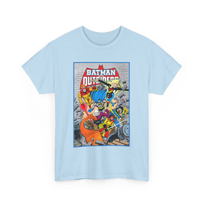 Batman & the Outsiders T-Shirt - Jim Aparo Art - Katana, Geo-Force, Black Lightning, Metamorpho, Halo - DC Comics - 1980s JLA Spin-Off Series
