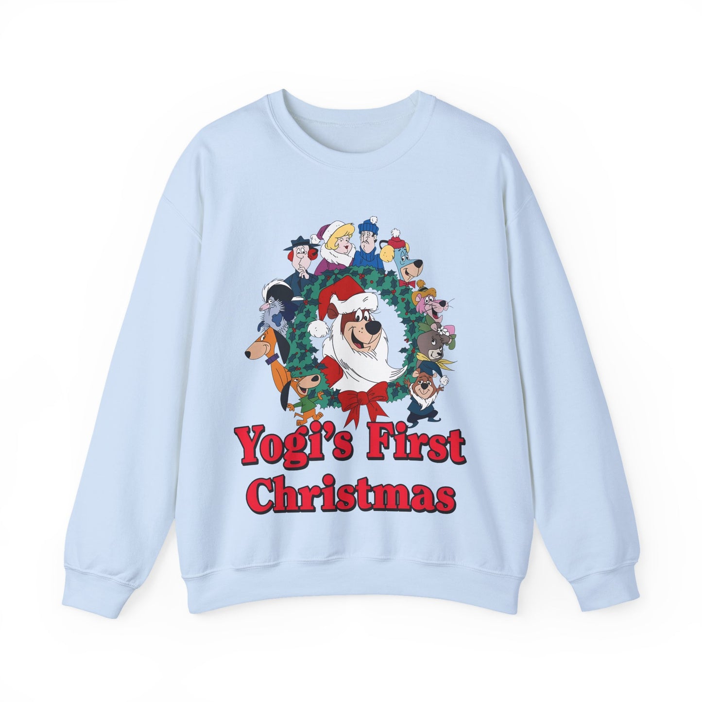 Yogi's First Christmas Crewneck Sweatshirt - Hanna-Barbera TV Holiday Special - Snagglepuss, Huckleberry Hound, Ranger Smith