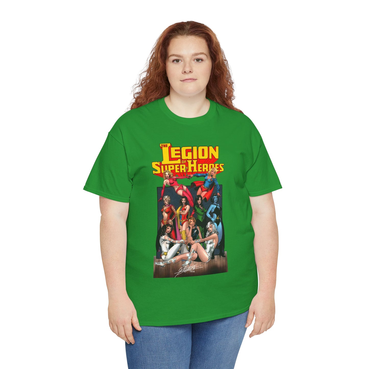 Legion of Super-Heroes T-Shirt - George Perez Art - Saturn Girl, Supergirl, Dream Girl, Shadow Lass, Phantom Girl - The Super Woman of LOSH - DC Comics