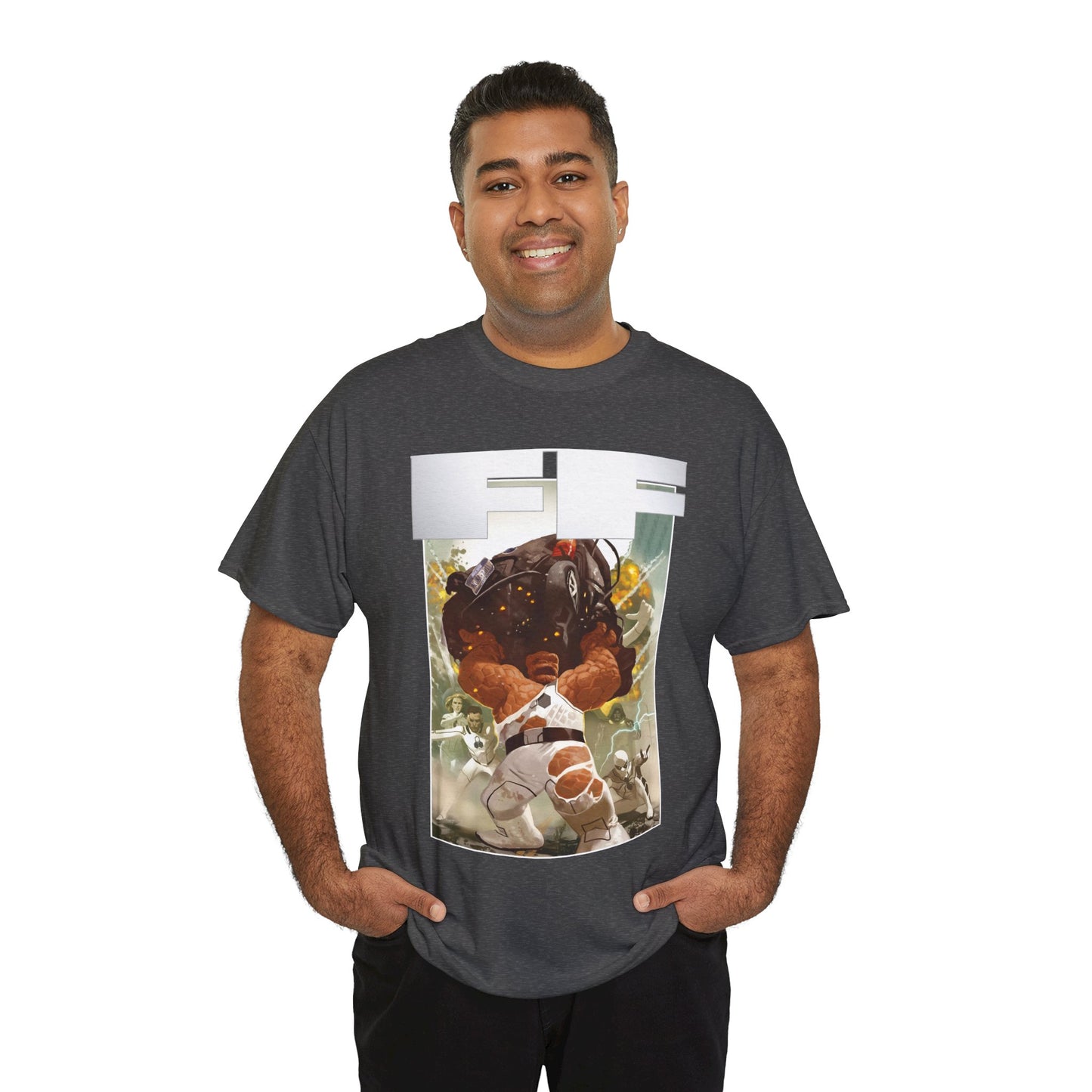 FF T-Shirt - Daniel Acuna Art - Fantastic Four - Mr. Fantastic, Invisible Woman, Thing, Spider-Man - Marvel Comics