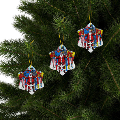 DC Comics Christmas Ceramic Ornaments, 2-Side Print, (3pcs, 5pcs, 10pcs) - Superman, Batman, Teen Titans, Santa Claus