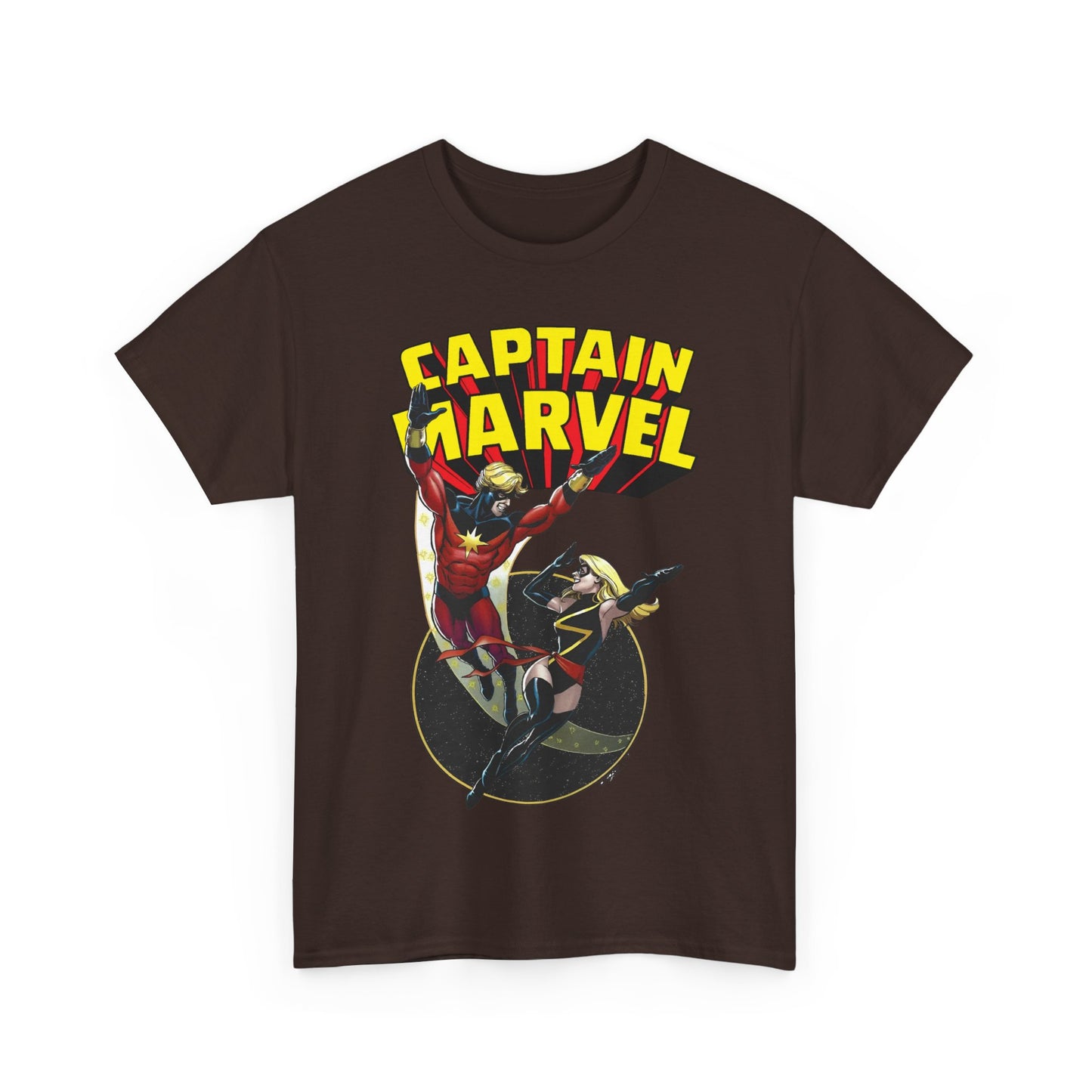 Captain Marvel T-Shirt - George Perez Art - Mar-Vell & Carol Danvers - Kree Empire - Marvel Comics