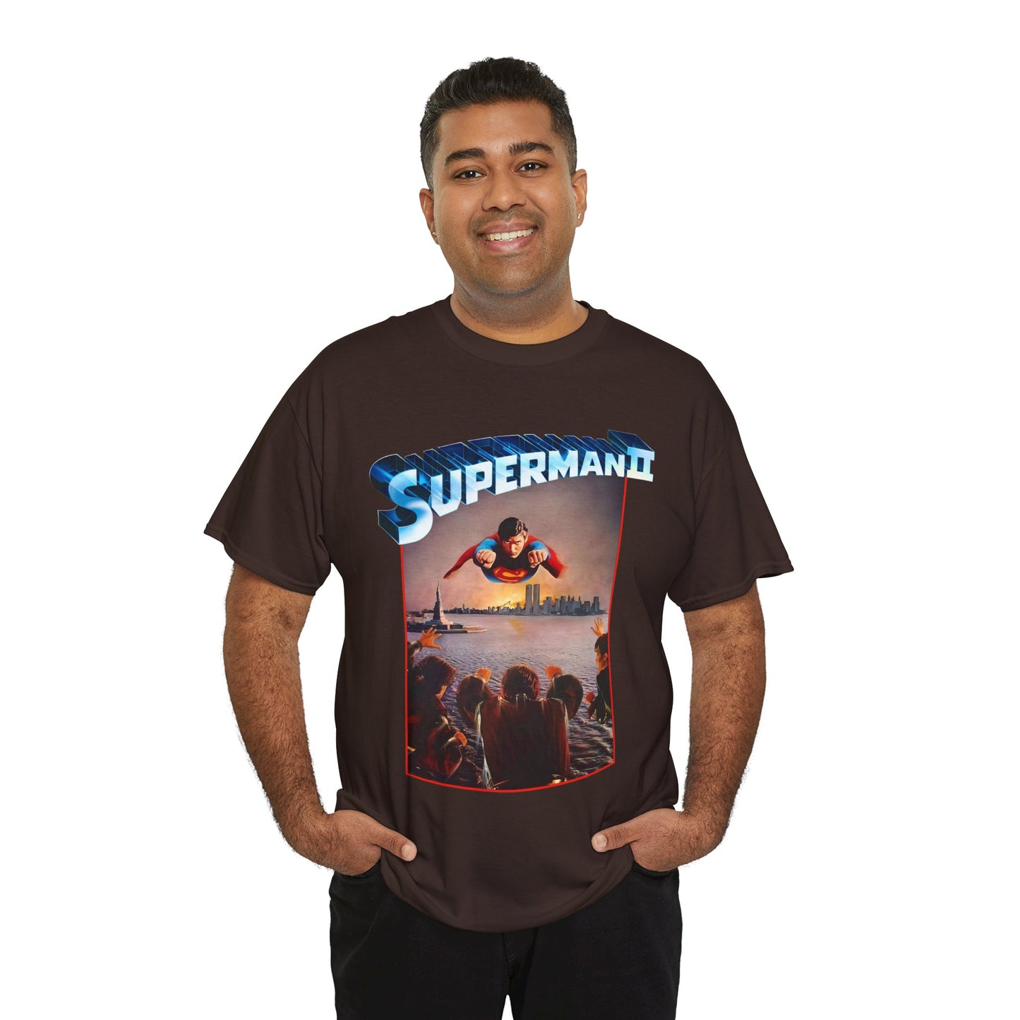 Superman II T-Shirt - Christopher Reeve, Terence Stamp, Sarah Douglas - Vs General Zod, Ursa, Non - Phantom Zone Villains - 1980 Movie Poster - DC Comics
