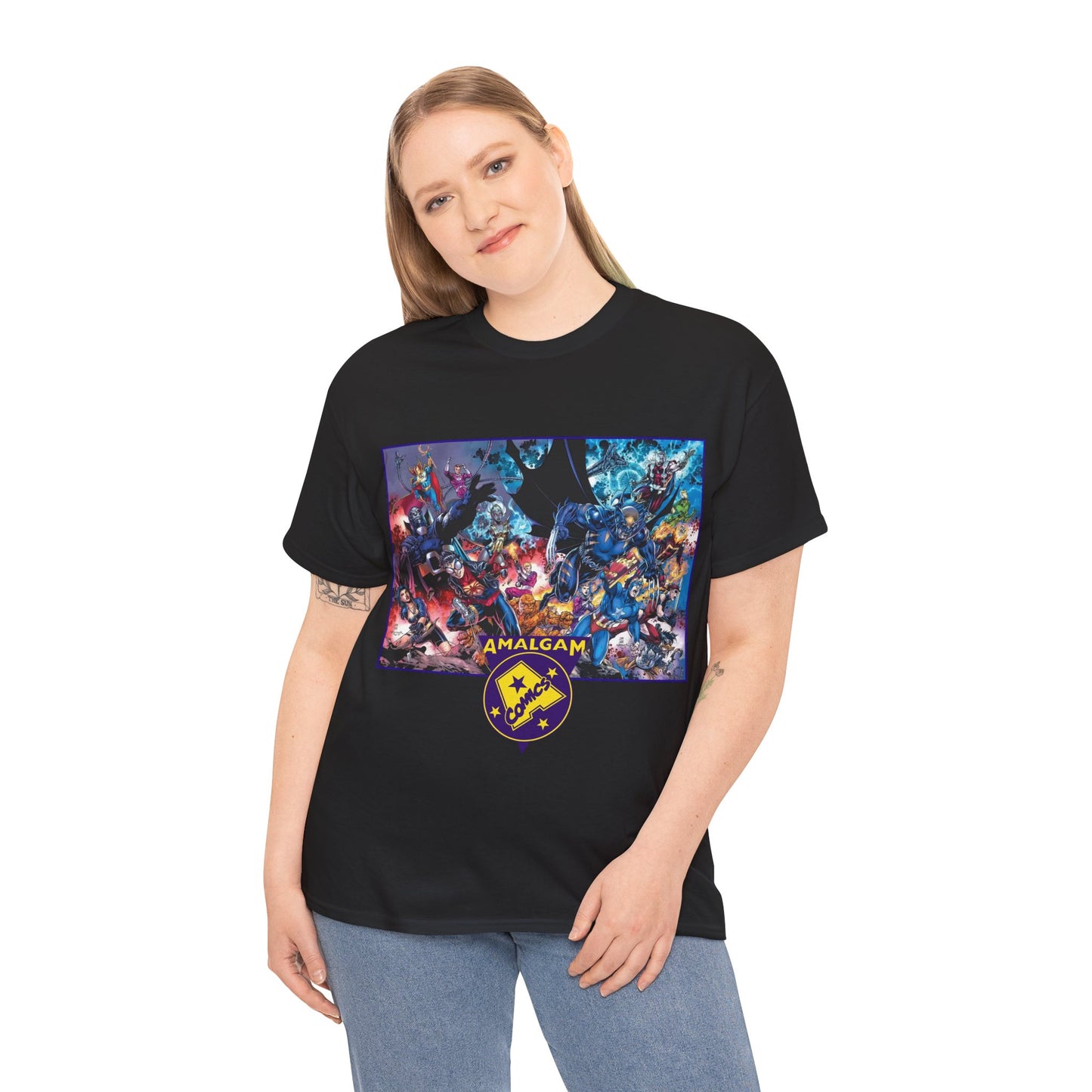 Amalgam T-Shirt - DC Vs Marvel Comics - 1990s - Jim Lee Art - Dark Claw, Amazon, Super Soldier, Spiderboy, Speed Demon
