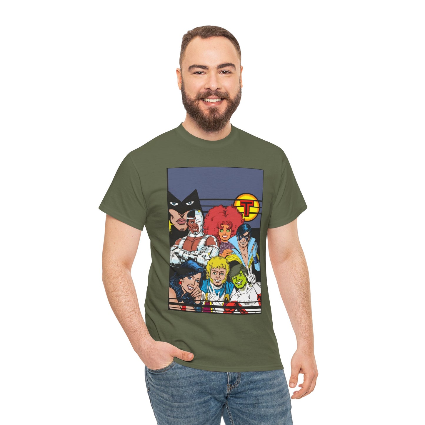New Teen Titans T-Shirt - George Perez Painted Art - Nightwing, Wonder Girl, Raven, Jericho, Cyborg, Starfire, Changeling - DC Comics