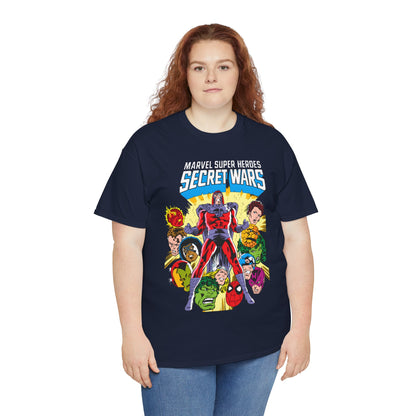 Marvel Super Heroes Secret Wars T-Shirt - Magneto, Captain America, Iron Man, She-Hulk, Hulk, Human Torch, Captain Marvel, Hawkeye - Marvel Comics