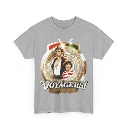 Voyagers T-Shirt - Jon-Erik Hexum, Meeno Peluce - Omni - Popular 1980s Time Travel TV Show - Cult Classic