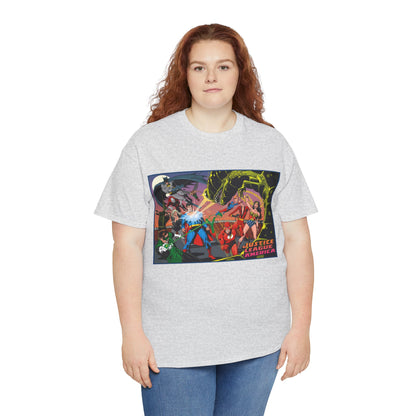 Justice League of America T-Shirt - Brian Bolland Art - Superman, Green Lantern, Wonder Woman, Batman, Flash, Elongated Man, Black Canary, Green Arrow, Atom - DC Comics