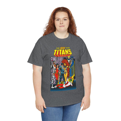 New Teen Titans T-Shirt - George Perez Art - Nightwing, Cyborg, Raven, Starfire, Wonder Girl, Changeling, Jericho - Titans Tower - DC Comics