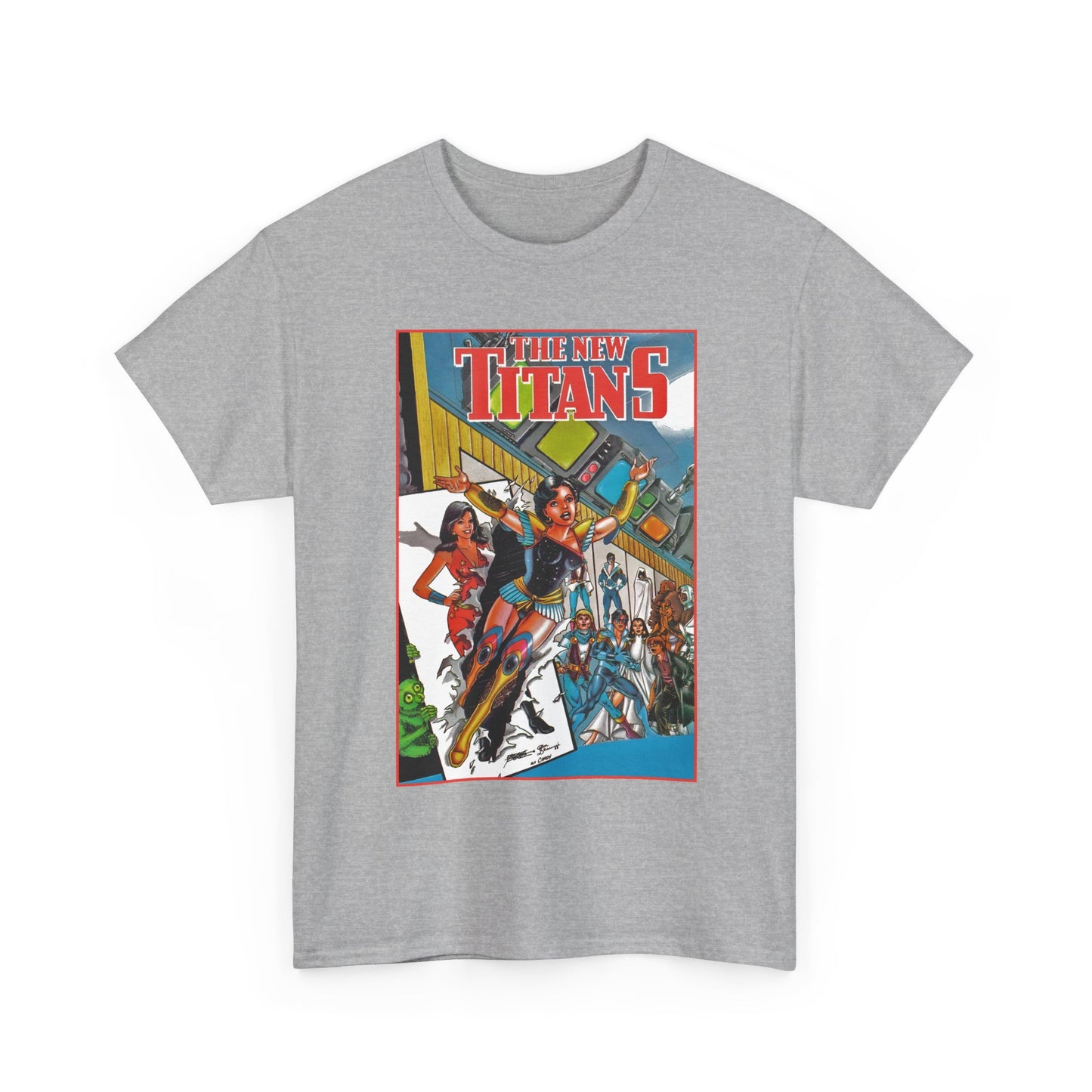 New Titans T-Shirt - George Perez Art - Troia 1st Appearance - Nightwing, Cyborg, Starfire, Raven, Jericho, Changeling - DC Comics
