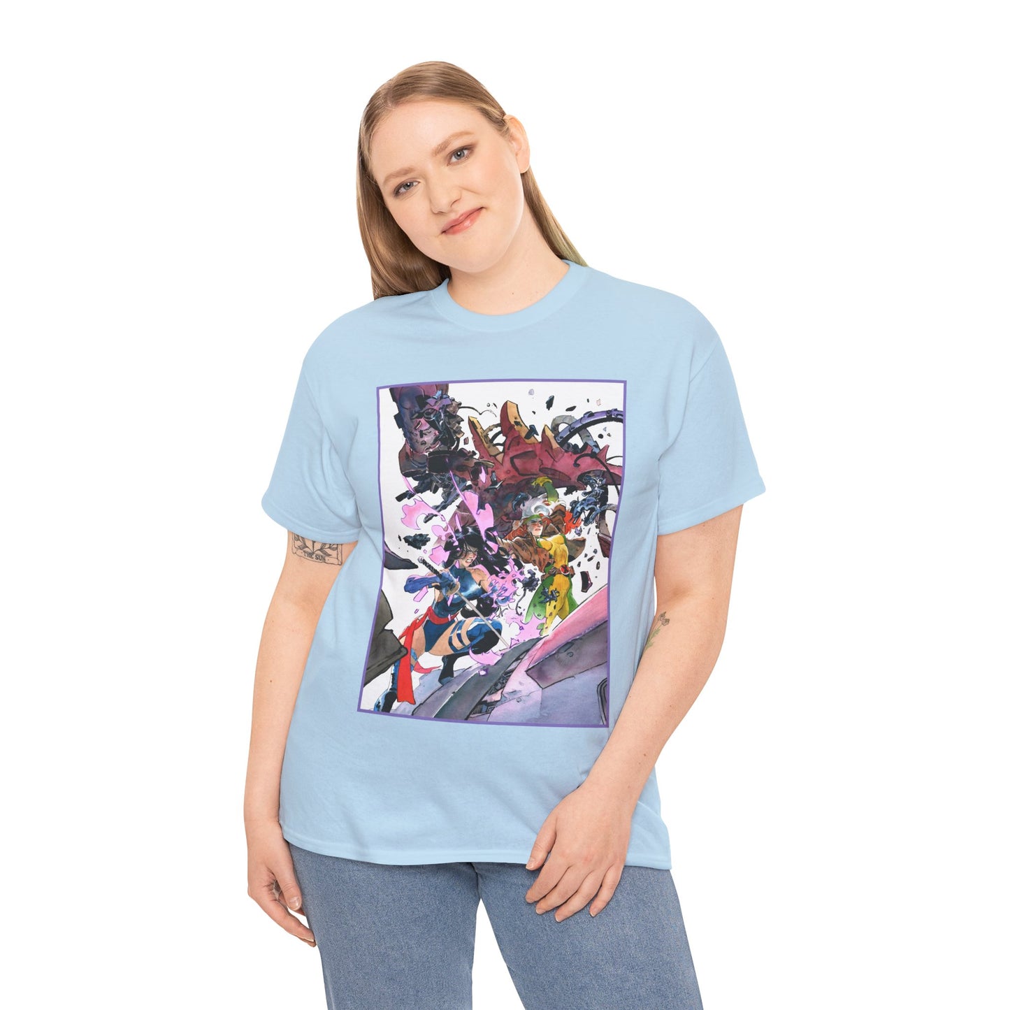 Rogue & Psylocke T-Shirt - Ripping Apart a Sentinel - X-Men Mutants - Marvel Comics