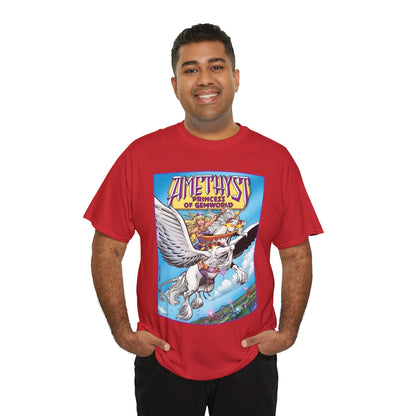 Amethyst Princess of Gemworld T-Shirt - George Perez Art - DC Comics 1980s Series - Riding a Unicorn