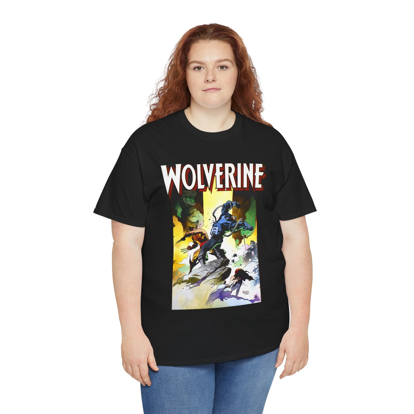 Wolverine T-Shirt - Mike Mignola Art - Jungle Adventure - Savage Land Story - Vs A Dinosaur - Logan, X-Men Member - Marvel Comics